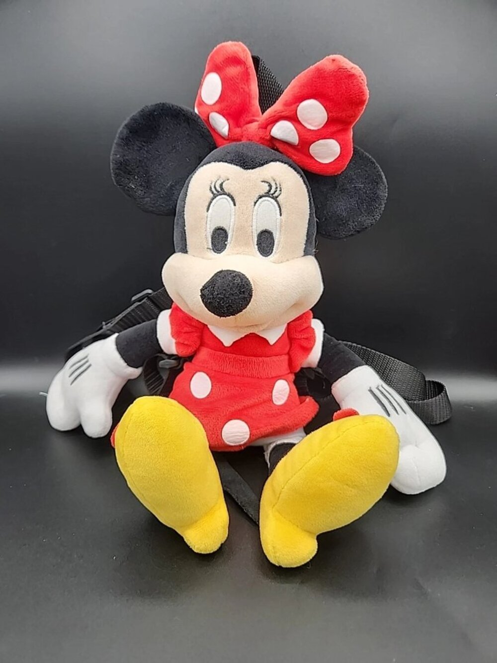 Disney Minnie Mouse Plush Backpack Red Polka Dot 17" Tall Character Bag Clean